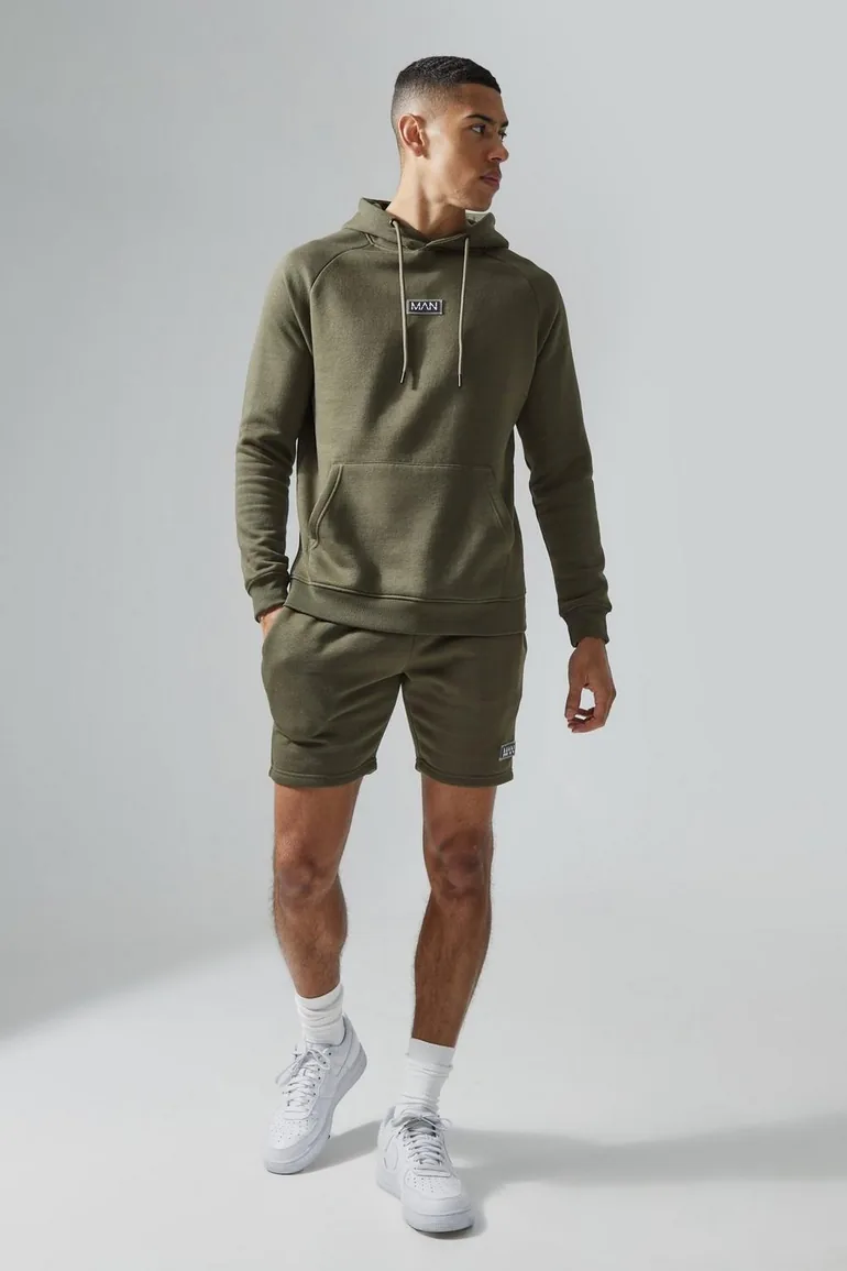 Man Active Gym Training Hoodie & Short Set