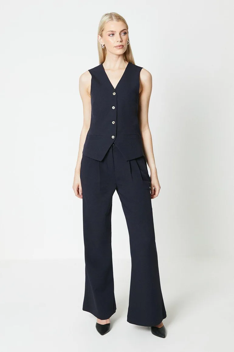 Principles by Debenhams Button Down Navy Waistcoat - 1