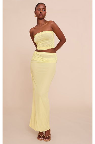 Lemon Chiffon Mesh Maxi Skirt