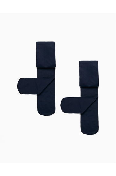 Pack of 2 40Den Microfiber Tights for Girls, Dark Blue