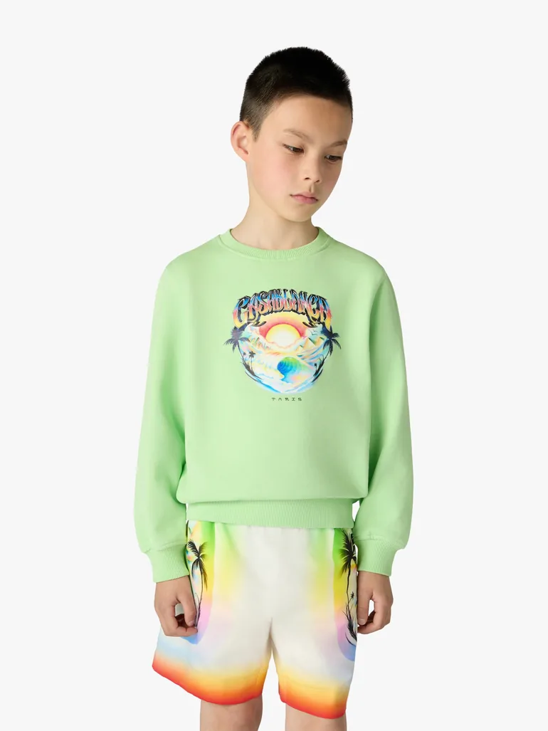 Casablanca Kids Casa Airspray Print Sweatshirt in Green - 3