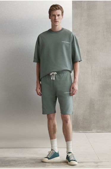 GRIMELANGE COLOMBIA Men’s 2-Piece Set Comfort Fit Relaxed Cut Embroidered Text Non-Fleece Green Tracksuit