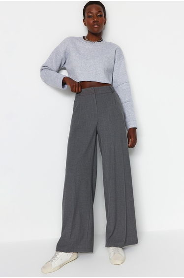 Pants - Gray - Wide leg