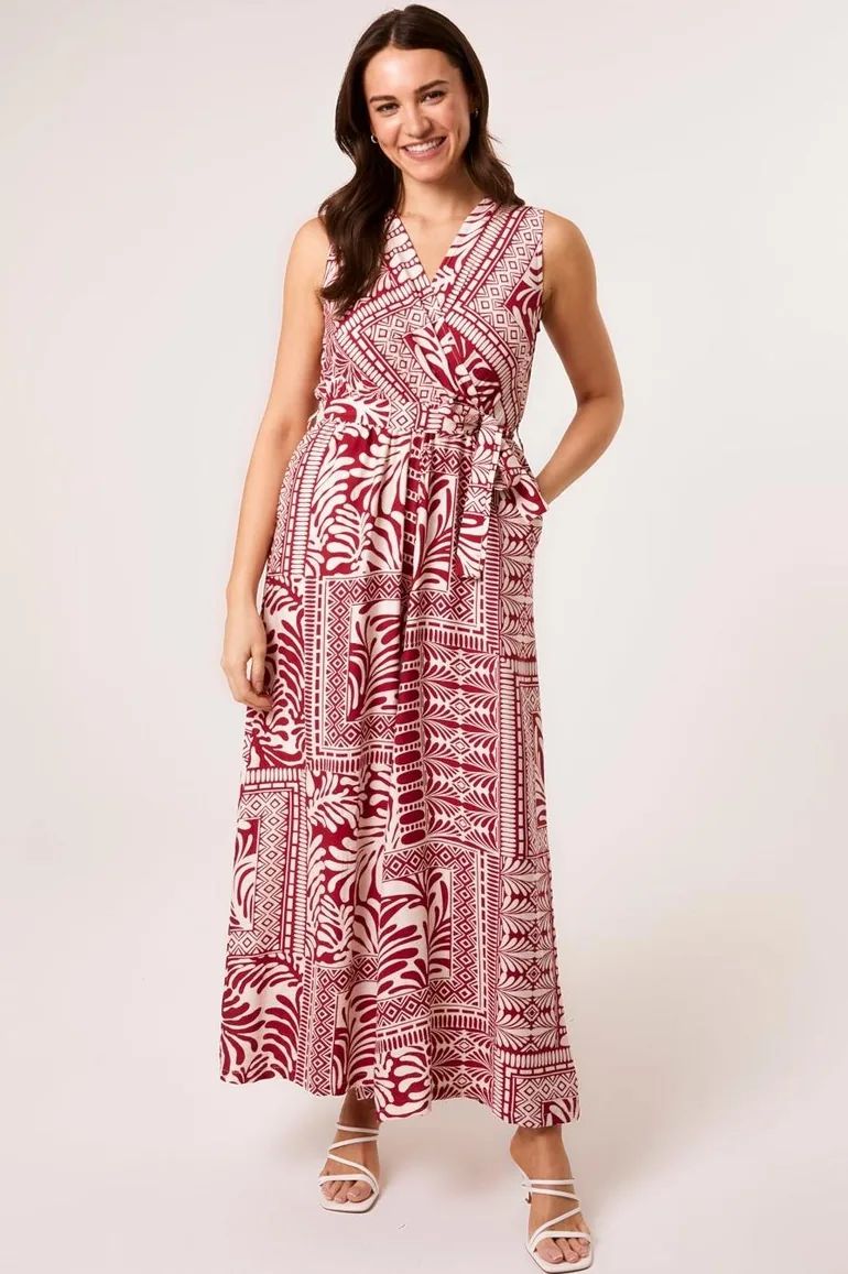 Sleeveless Leaf Print Jumpsuit