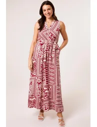 Sleeveless Leaf Print Jumpsuit