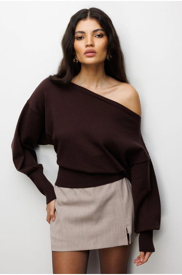 MIXRAY Asymmetric sweater with ribbed hem