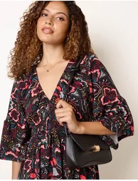 V Neck Elasticated Midi Dress - 2
