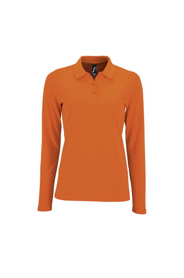 SOLS Womens/Ladies Perfect Long Sleeve Pique Polo Shirt - Orange