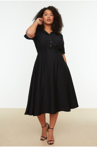 Black Plus A-Line Midaxi Dress