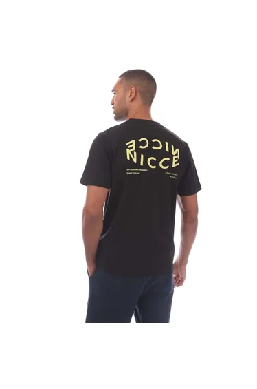 تيشيرت رجالي بطبعة شعار - أسود