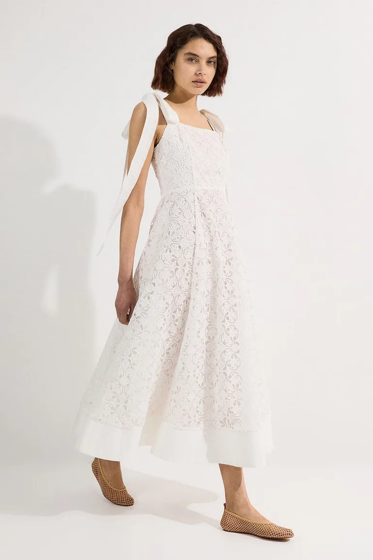 karen millen white embroidered dress Ivory Petite Linen Embroidered Strappy Woven Maxi Dress