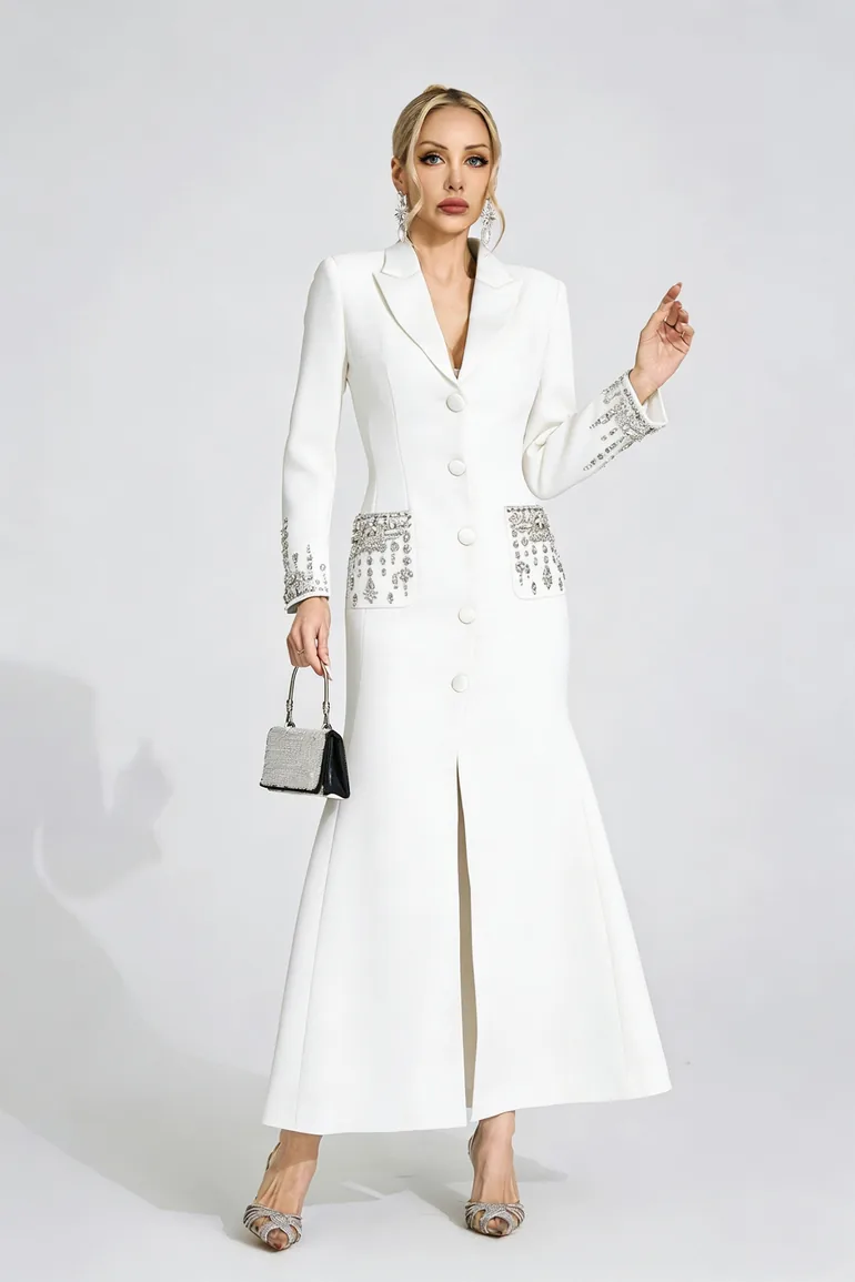 Beca White Diamond Maxi Dress - 4