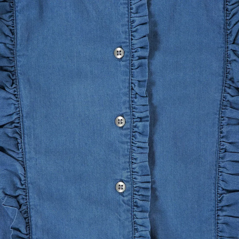 Ruffled Denim Dress - 7