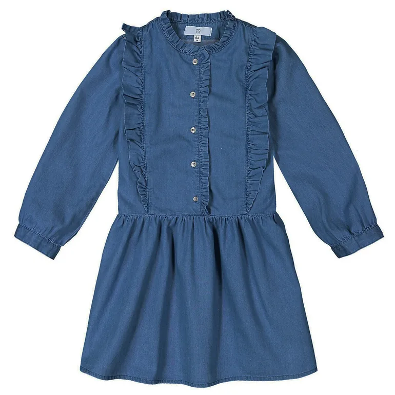 Ruffled Denim Dress - 8