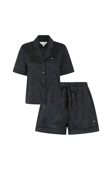 Short Satin Pj Black
