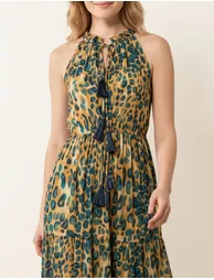 Diamante Tiered Tie Front Dress - 3