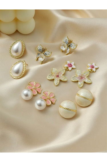 Set of 5 - Assorted Embellished Earrings