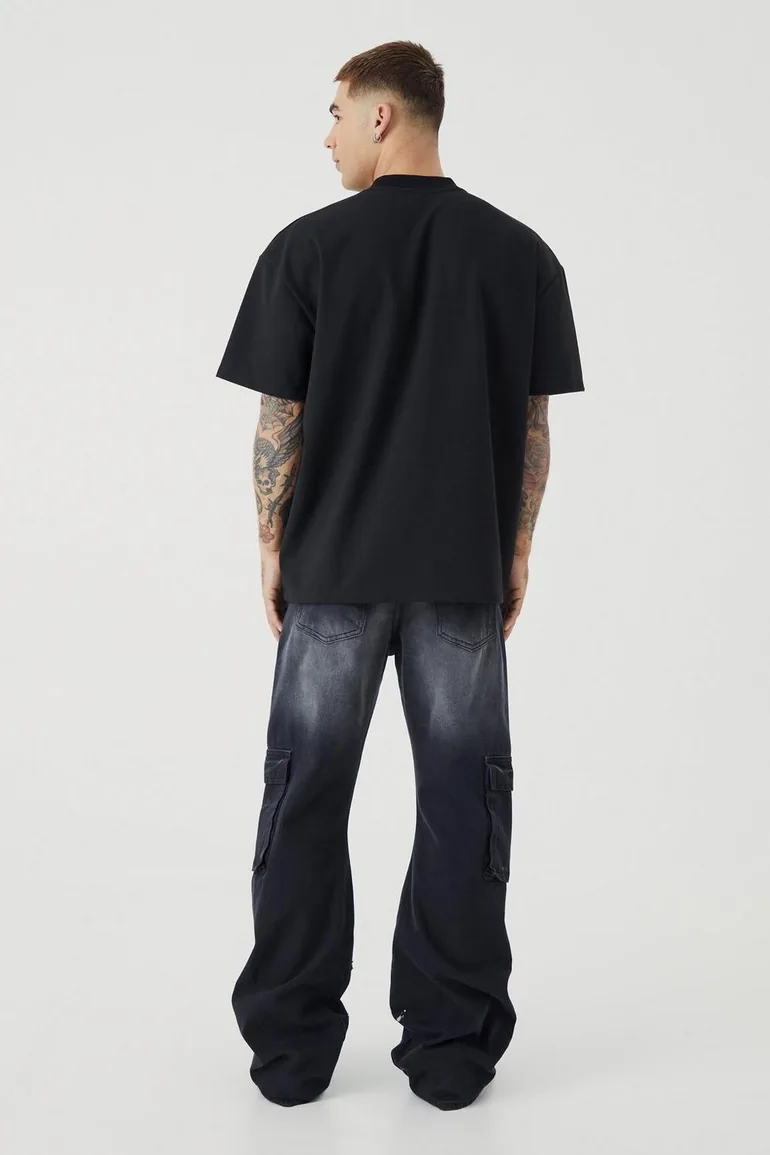 Oversized Premium Super Heavyweight Embroidered T-shirt - black - 1