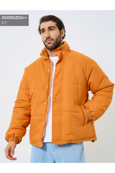 Men Orange Oversized Puffer Jacket