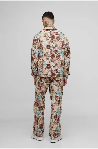 بنطلون بطبعة أزهار بألوان متعددة - لطويل القامة
