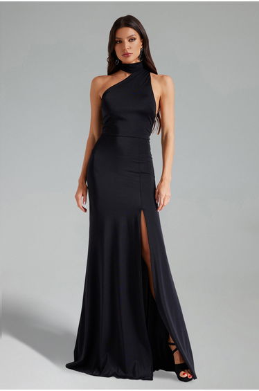 Ursula Halter One Shoulder Slit Maxi Dress