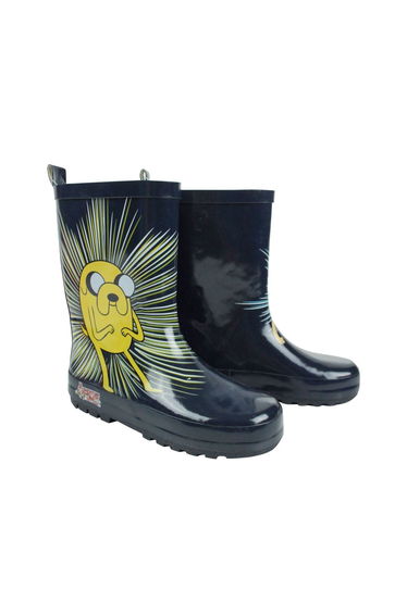 Adventure Time Boys Jake And Finn Rubber Wellington Boots - Navy/Yellow