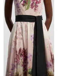 Floral Print Silk Cotton Strappy Woven Maxi Dress - 2