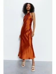 Satin Strappy Back Slip Dress