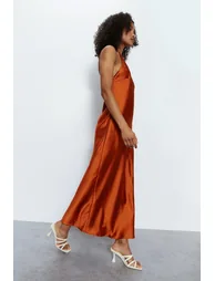 Satin Strappy Back Slip Dress - 2