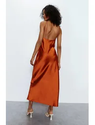 Satin Strappy Back Slip Dress - 3
