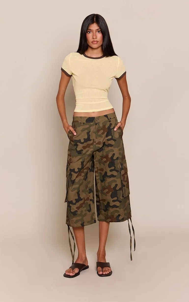 Lemon Rib Sheer Contrast Detail Short Sleeve Top