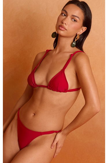 Deep Red Micro Tanga Bikini Bottoms