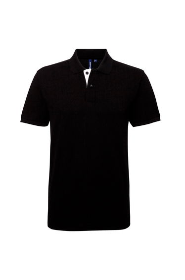 Asquith & Fox Mens Classic Fit Contrast Polo Shirt - Black/White