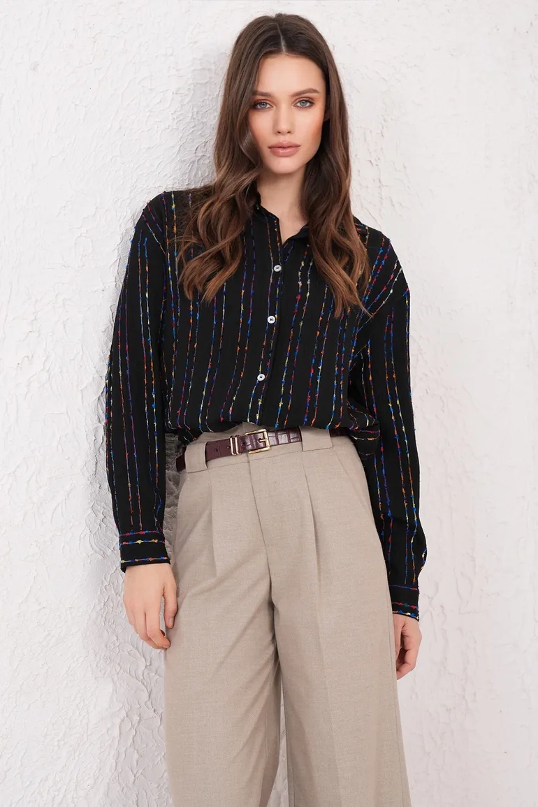 قميص  متعدد الالوان  بأكمام طويلة - 2