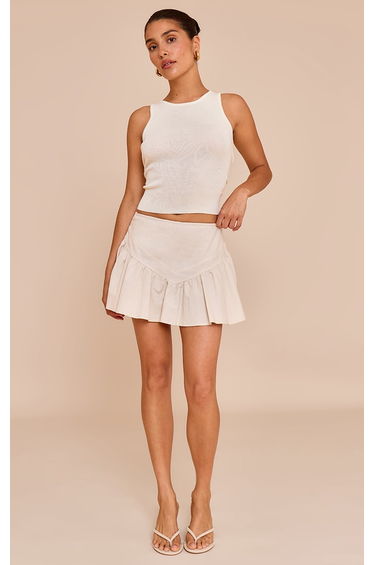 Petite Cream Woven Mini Skirt