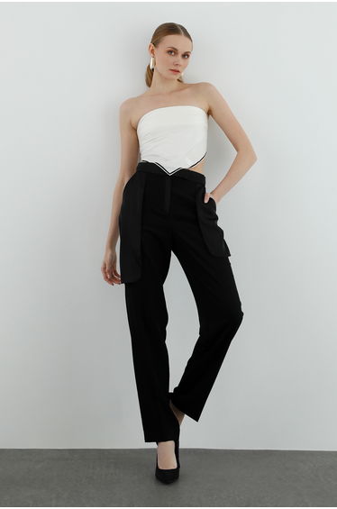 Black Pants with Side Pocket and Belt Detail