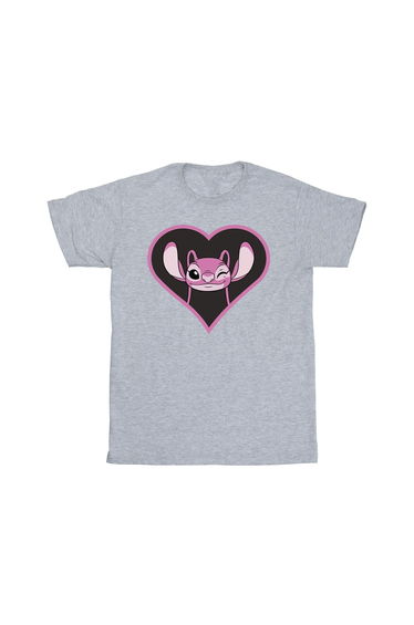 Lilo & Stitch Girls Angel Heart T-Shirt - Sport Grey