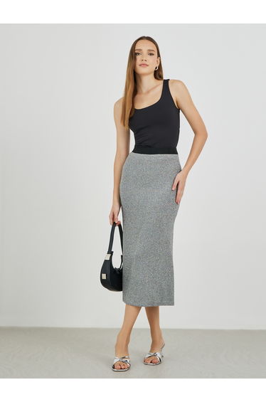 Elastic Waist Bodycon Midi Skirt