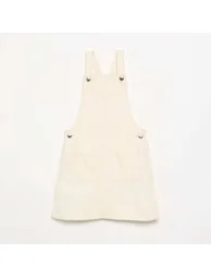 Solid Twill Pinafore Dress WHITE