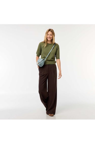 Knitted sweater with mid-length sleeves GREEN
