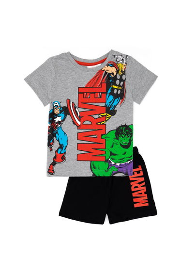 Marvel Boys Superhero Short Pyjama Set - Grey/Black