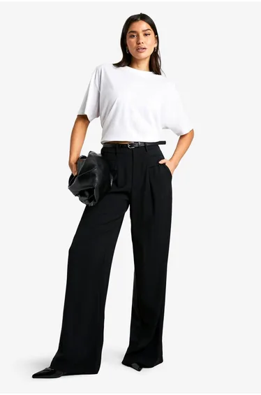 Tall Fluid Belted Wide Leg Trousers