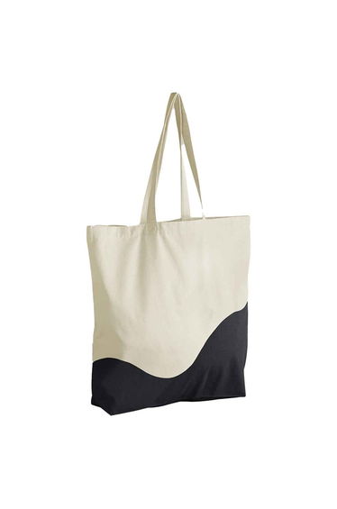 Westford Mill Unisex Adult Wave Organic Cotton Maxi Tote Bag - Natural/Black