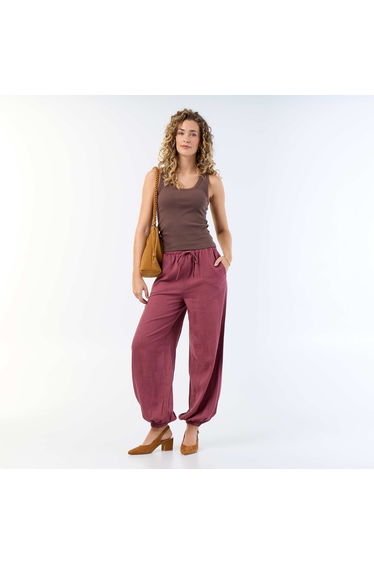 Ribbed basic tank top BROWN