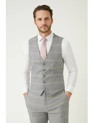 Slim Fit Grey Highlight Check Waistcoat