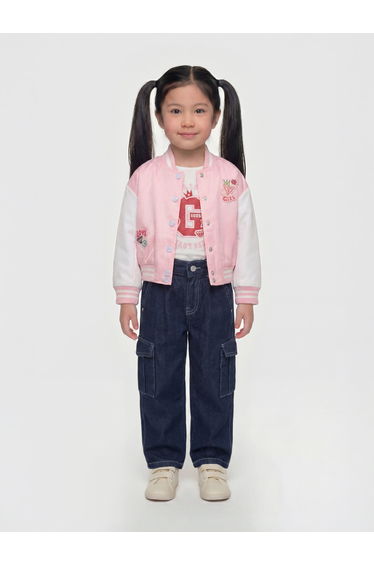 Guess Girls Oversized Padded Bomber Jacket in Pink