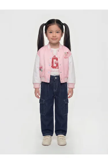 Guess Girls Oversized Padded Bomber Jacket in Pink