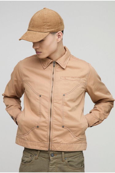 Oversized Twill Cut & Sew Jacket - sand