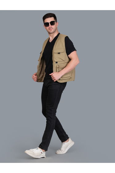 Men Brown Utility Vest