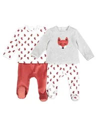 مجموعة بيجاما مخمل عدد 2 ، لعمر 1 شهر - 4 سنوات